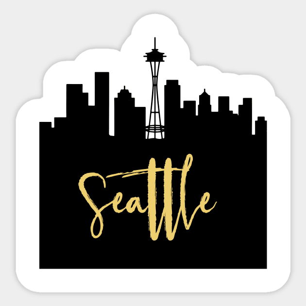 SEATTLE WASHINGTON DESIGNER SILHOUETTE SKYLINE ART Sticker by deificusArt